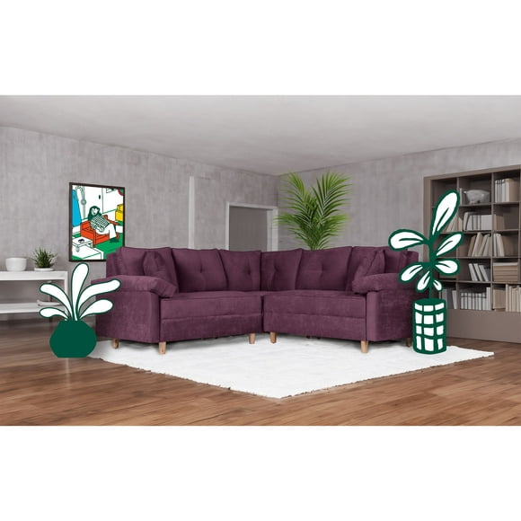 Sala Esquinera De Velvet Morado Modelo Elton