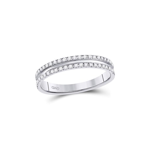 Diamond Princess 14kt White Gold Womens Round Diamond Double Row Comfort Wedding Band 1/4 Cttw