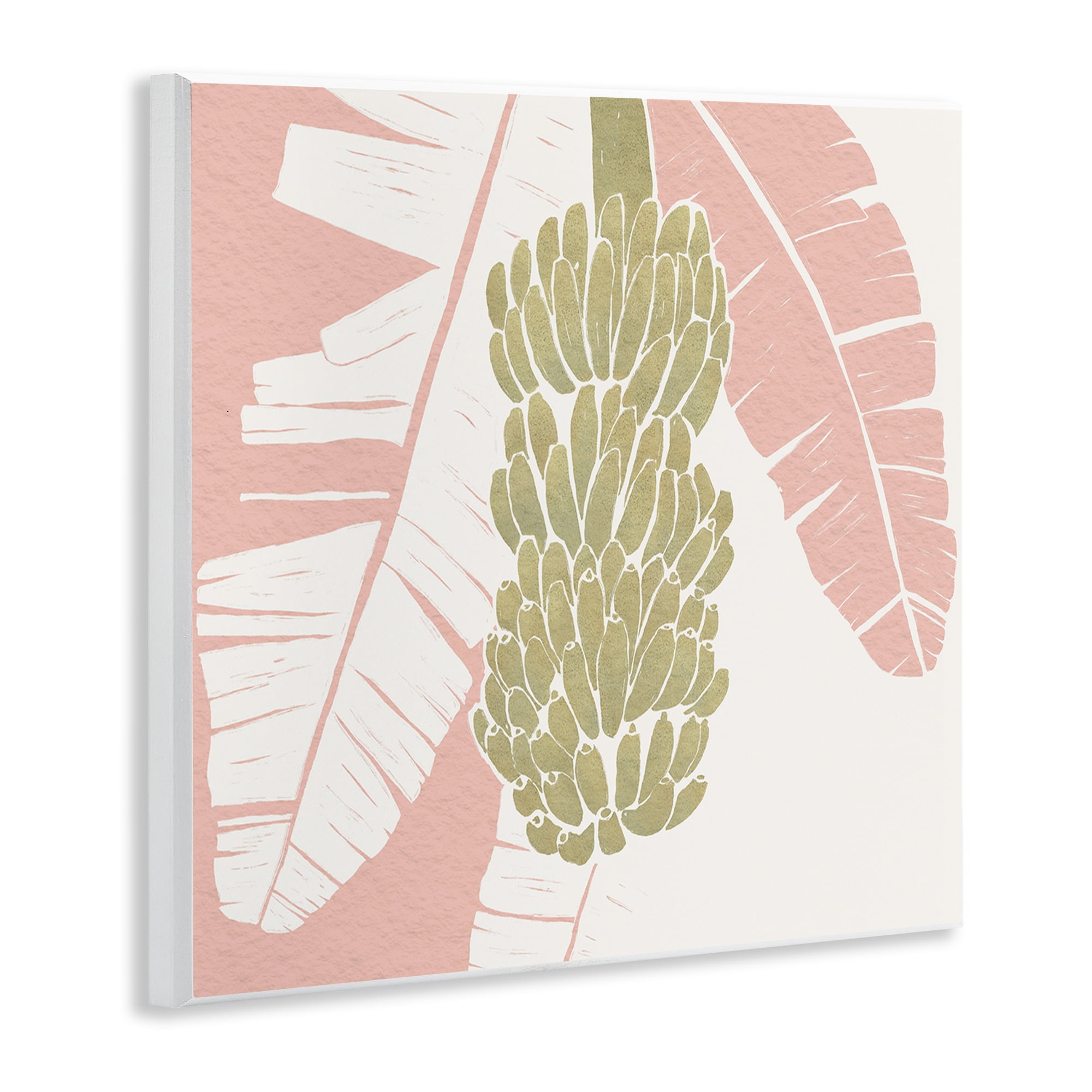 Stupell Industries Banana Bunch Amid Pink Leaves Wall Plaque Art, design by Yuyu Pont