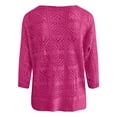 thumbnail image 5 of Aihuaihua Women's Crochet Cover Up Tops Summer 3/4 Sleeve Hollow Out Off Shoulder Sweater Shirts Beach Swimsuit Coverup Hot Pink L, 5 of 5