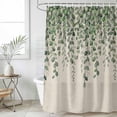 thumbnail image 6 of Polyester Fabric Green Eucalyptus Leaves Shower Curtain, Summer Botanical Weeping Rustic Waterproof Bathtub Curtain Bathroom Decor Set with Hooks 72 x 84 Inches, 6 of 6