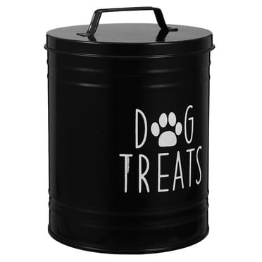 Airtight Dog Food Storage Container with Lid for Kitchen Counter Metal Dog Treat Jar Black Iron 70
