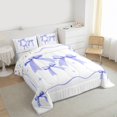 thumbnail image 3 of Feelyou Kawaii Bowknot Kids Bedding Comforter Set, Fashion Princess Style Twin Comforter Sets, Dreamy Purple Ribbon Reversible Bedding Set, Breathable Home Decor, 2-Piece, 3 of 8