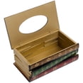 thumbnail image 2 of Hecho a mano clásico retro de madera antiguo libro caja de pañuelos cubierta rectangular soporte de pañuelos dispensador de papel cubierta caso servilletero decoración del hogar para baño sala de, 2 of 5