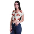 thumbnail image 3 of Moomaya Boat Neck Zipper Top Short Sleeve Viscose Jersey Crop Tops For Women, 3 of 5