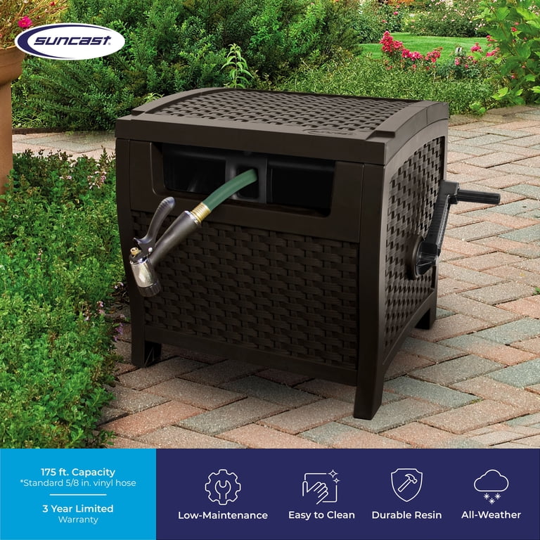 Suncast 175ft Slide Trak Hose Reel, Mocha Brown Wicker photo 2