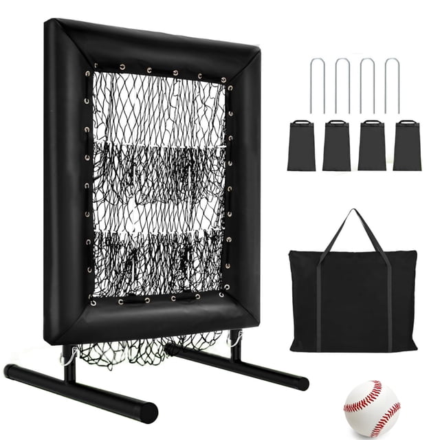 9-Hole Baseball Pitching Net with Strike Zone – Height-Adjustable Trainer for Pitching & Batting Drills