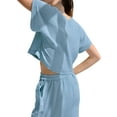 thumbnail image 2 of Biekopu Women 2PCS Pajamas Set Solid Color Loose Short Sleeve Tops and Elastic Pants Soft Sleepwear, 2 of 7