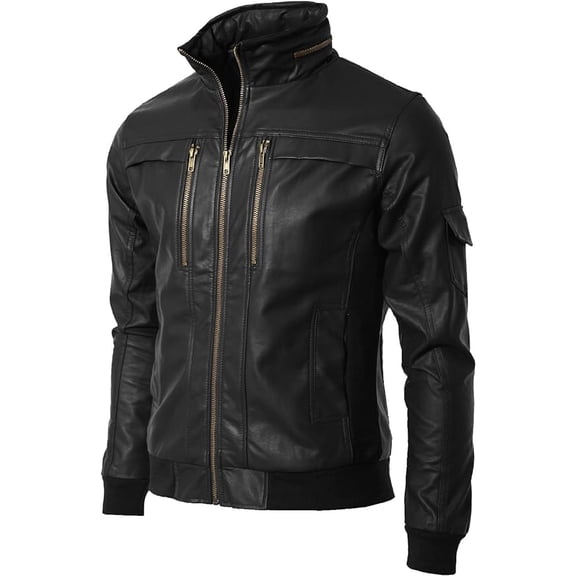 New Mens Leather Jacket Slim Fit Biker Motorcycle Genuine Black Leather Coat A862