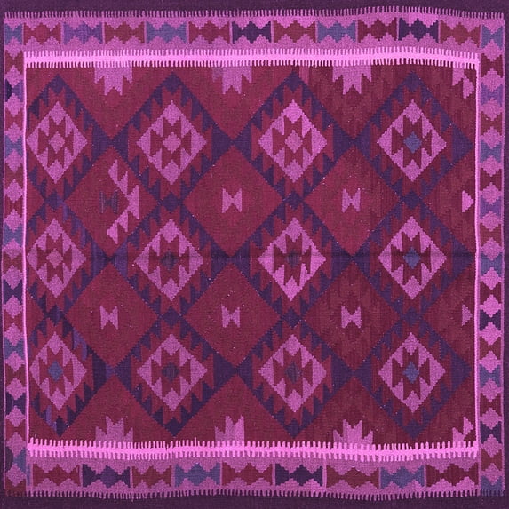 Ahgly Company Indoor Square Oriental Purple Traditional Area Rugs, 8' Square