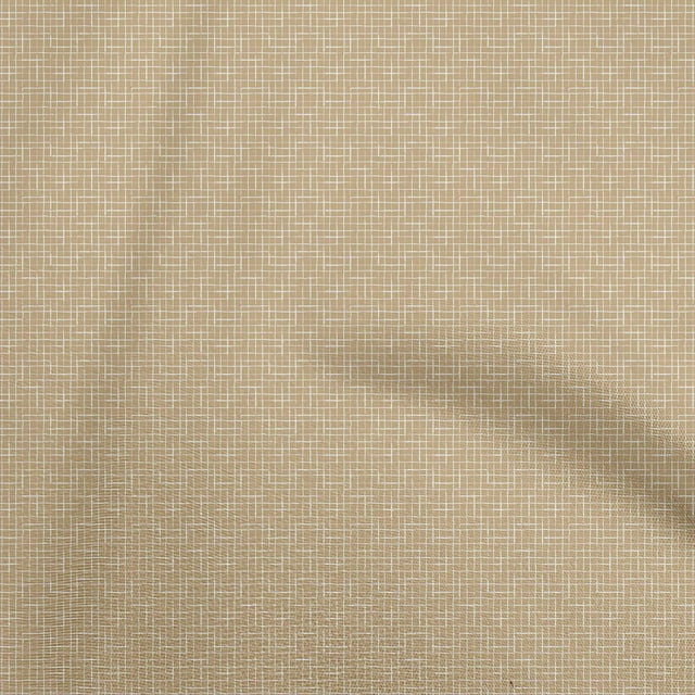 oneOone Cotton Flex Light Brown Fabric Check Sewing Craft Projects Fabric Prints By Yard 40 Inch Wide