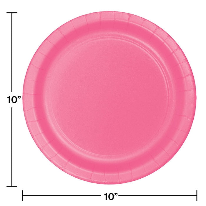 240/Case Bulk Candy Pink Sturdy Style Paper Banquet Plates 10.25 inch