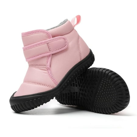 

Xijirk Children Shoes Flat Soled Velvet Warm Short Boots Fashionable Outdoor Warm Princess Cotton Boots-Pink-3.5-4 Years