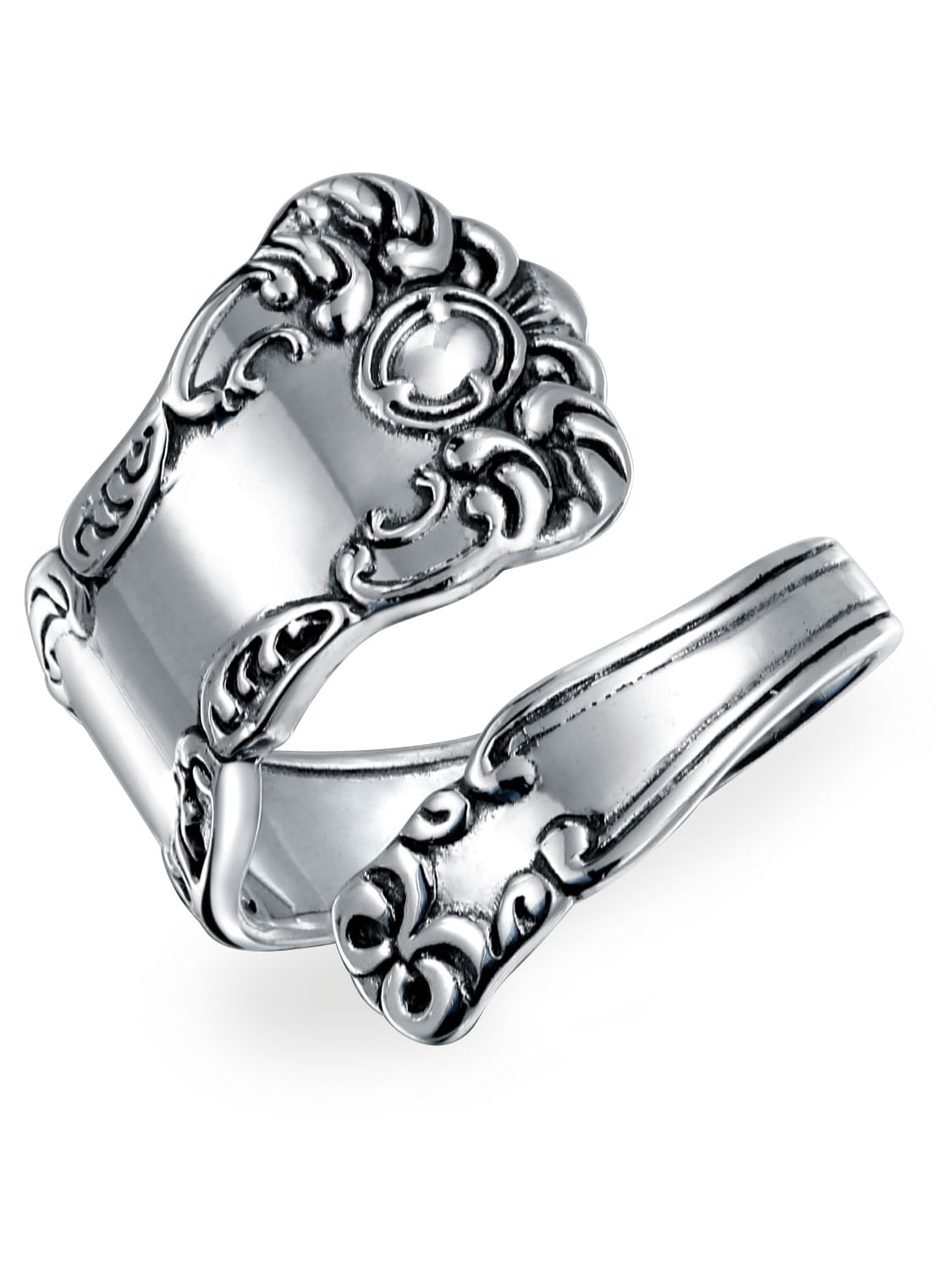 Jewelry Boho Bypass Spoon Band Ring For Women For Men Oxidized 925