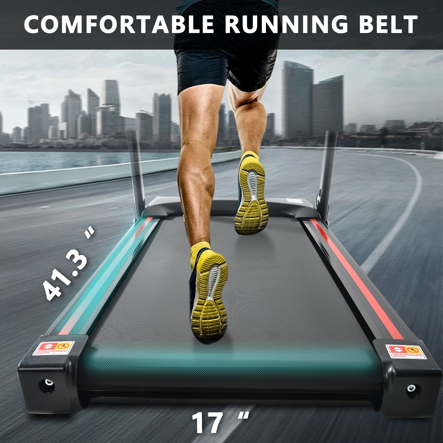 3.5HP Folding Incline Treadmill with 330 LB Capacity 15 Preset Programs MP3 Electric Walking Treadmill Machine For Home