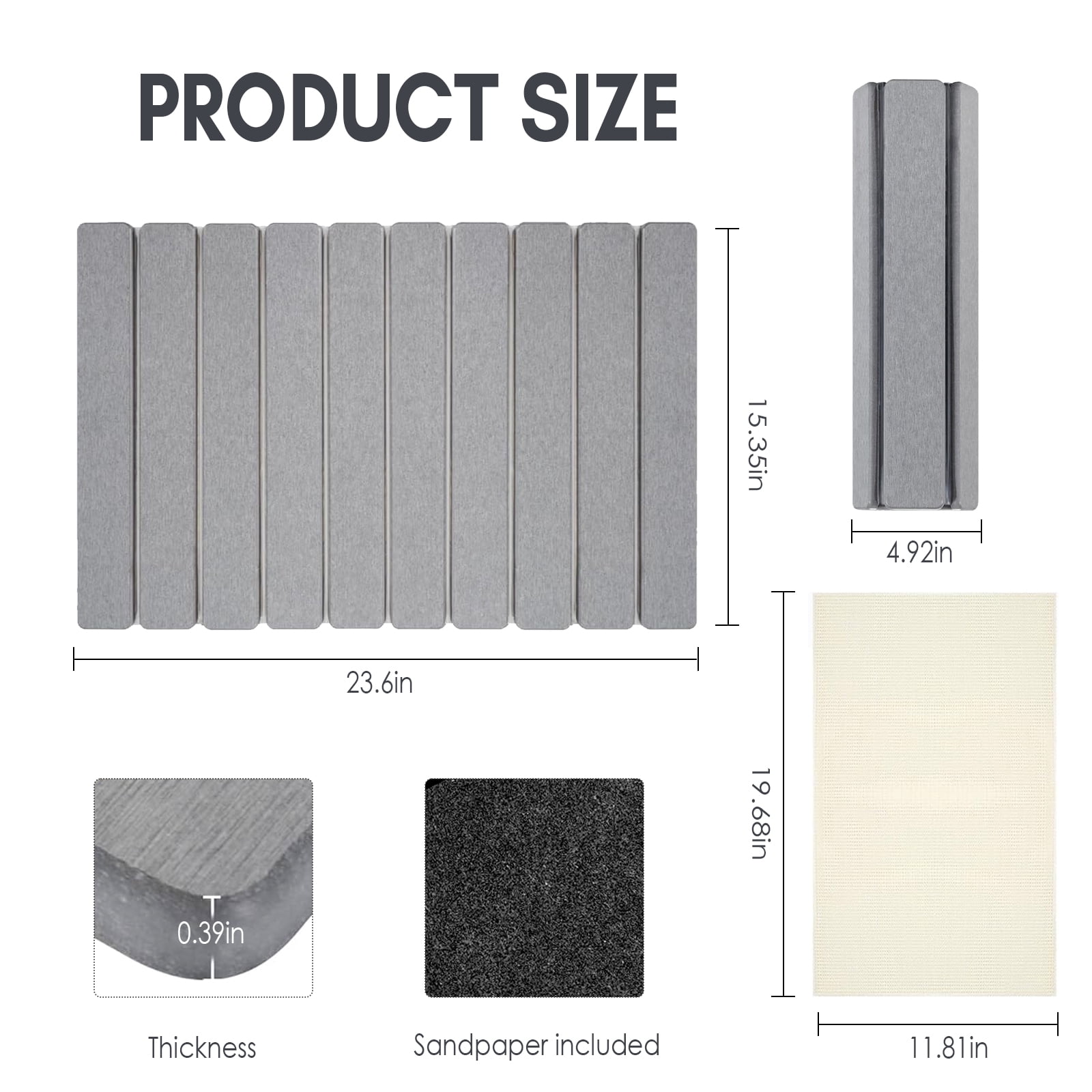 Large Foldable Stone Bath Mat,Diatomaceous Earth with Non-Slip and Super Absorbent, Dry Mat with Quick Dry for Bathroom