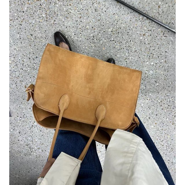 Bolso de mano de piel de vaca The/ro* margaux15, bolso de mano de gran capacidad, bolso minimalista para uso diario, bolso de piel auténtica