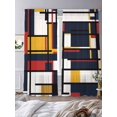 thumbnail image 4 of Yellow Red Blue Geometric Semi Sheer Curtains 84 Inch Length 2 Panels Set, Modern Color Block Abstract Art Sheer Kitchen Curtain Privacy Voile Window Curtain for Living Room Bedroom Rod Pocket Drapes, 4 of 7