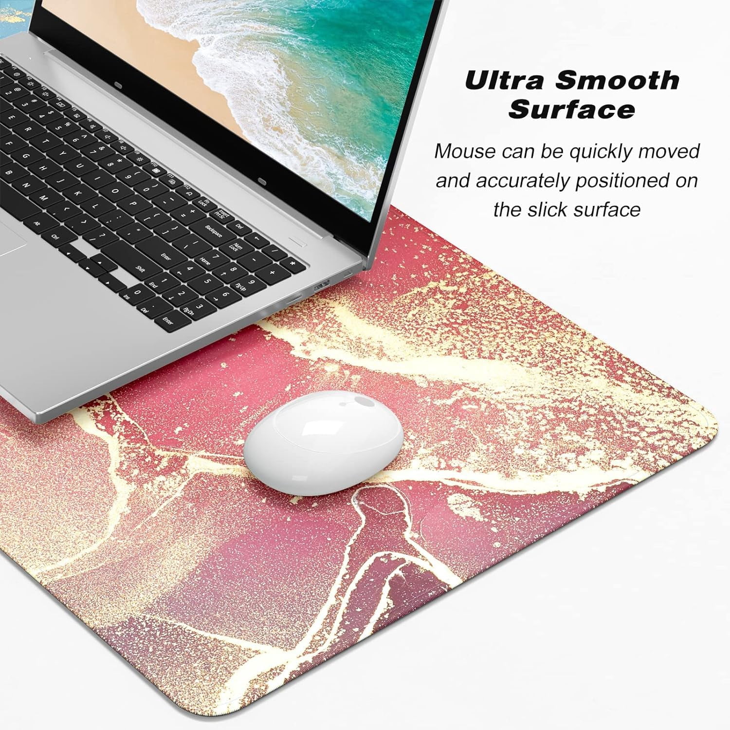 Extended Large Mouse Pad, XXL Gaming Desk Pad 31.5 x 15.7 Inch, Big Computer Keyboard Mousepad, Waterproof Mouse Mat with Stitched Edges and Non-Slip Base for Office Gaming, Colorful Marble