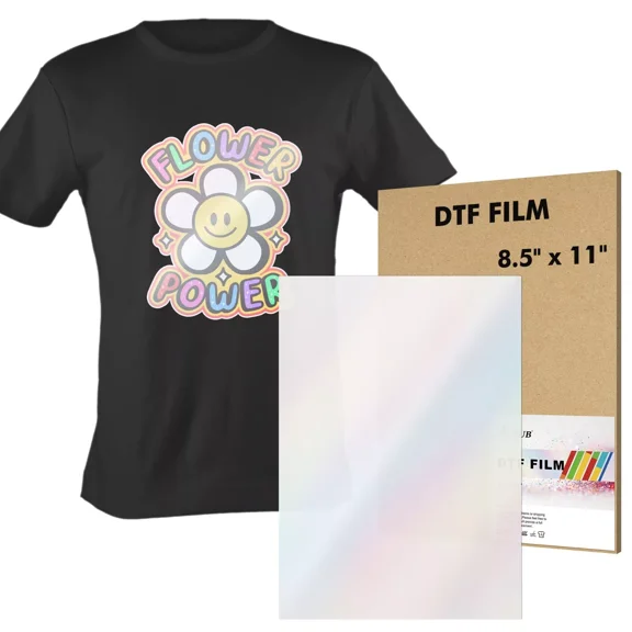 A-SUB Glitter DTF Film 8.5x11 Clear Sublimation Paper for Dark Fabrics, Mugs, Holographic DTF Transfer Film Paper 10 Sheets