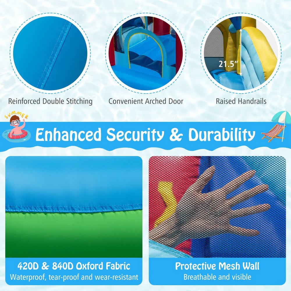 Barara King Inflatable Water Slides Bounce House, Wet Dry Combo Outdoor Bouncy Castle for Outdoor, Kids, Yard, Multicolor