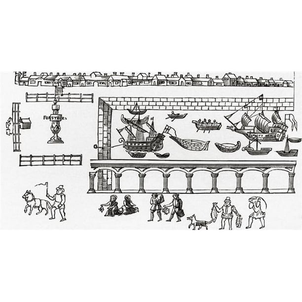 Posterazzi DPI1877719 Billingsgate Market, Londres, Angleterre C.1598 du Livre Courte Histoire du Peuple Anglais par J.r. Vert Publié Londres 1893 Affiche Imprimée, 20 x 10