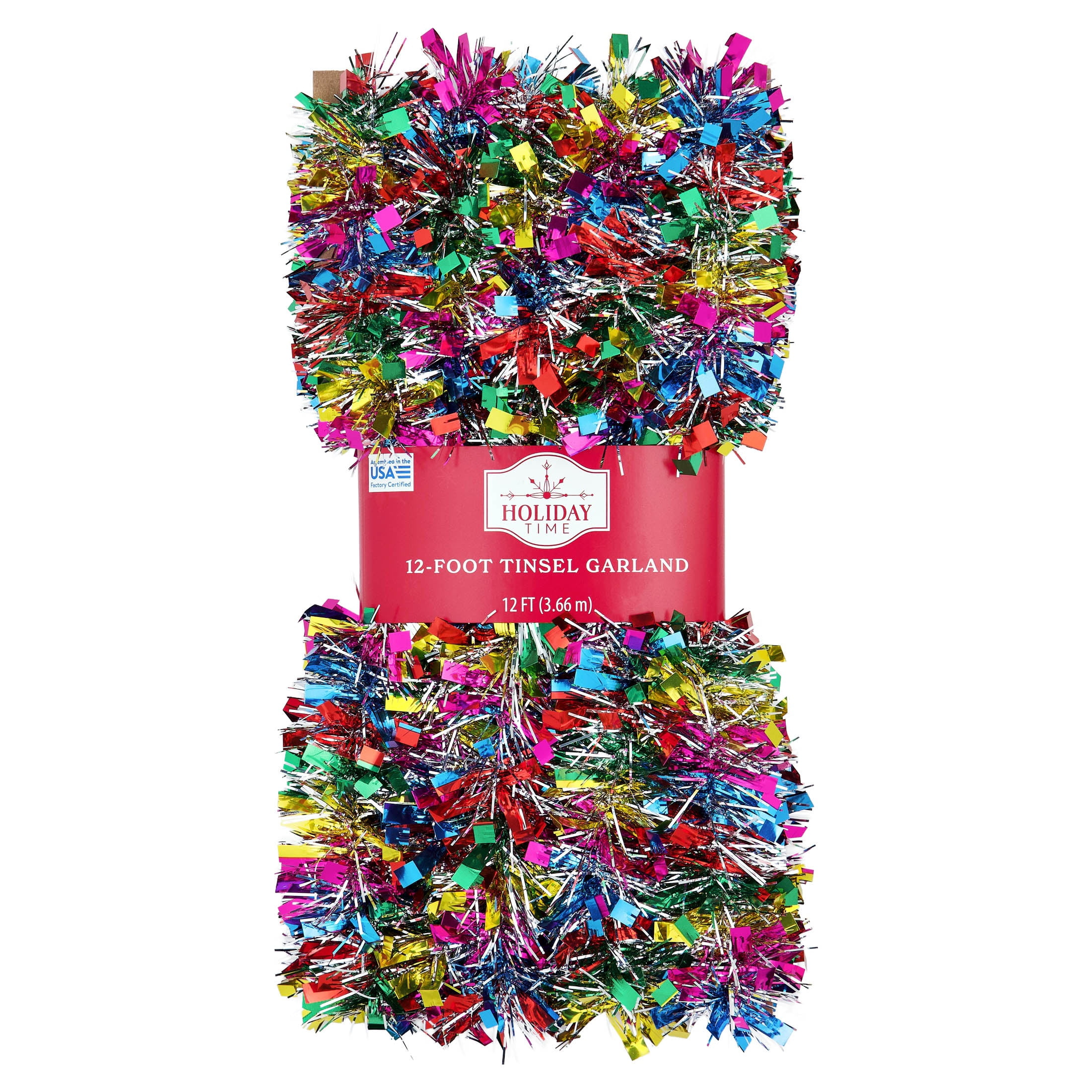 Tinsel Christmas Garland, Multicolor, 12', by Holiday Time