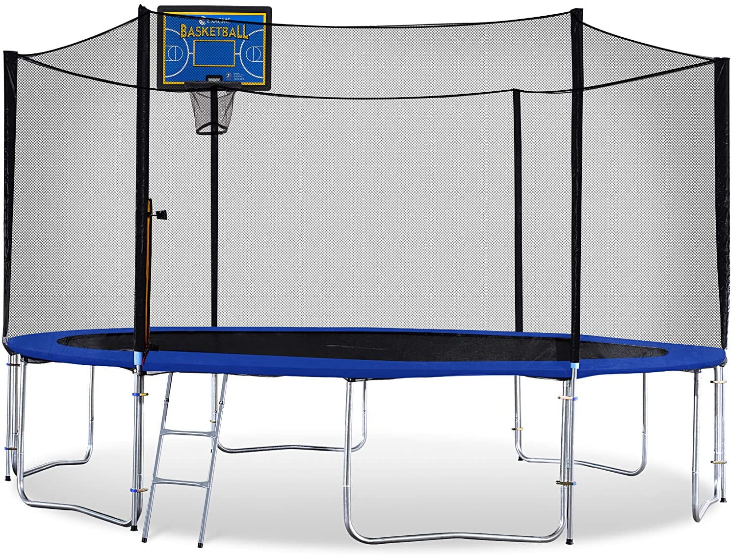 Exacme Backyard Trampoline with Rectangular Basketball Hoop and Enclosure, High Weight Limit, T12+BH07BL