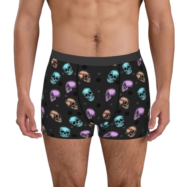 Fotbe purple cyan brown Skull Calzoncillos Tipo Boxer con Bolsa de Soporte Total para Hombre, X-Temp Fresco, Transpirable y de Secado Rápido-Medium