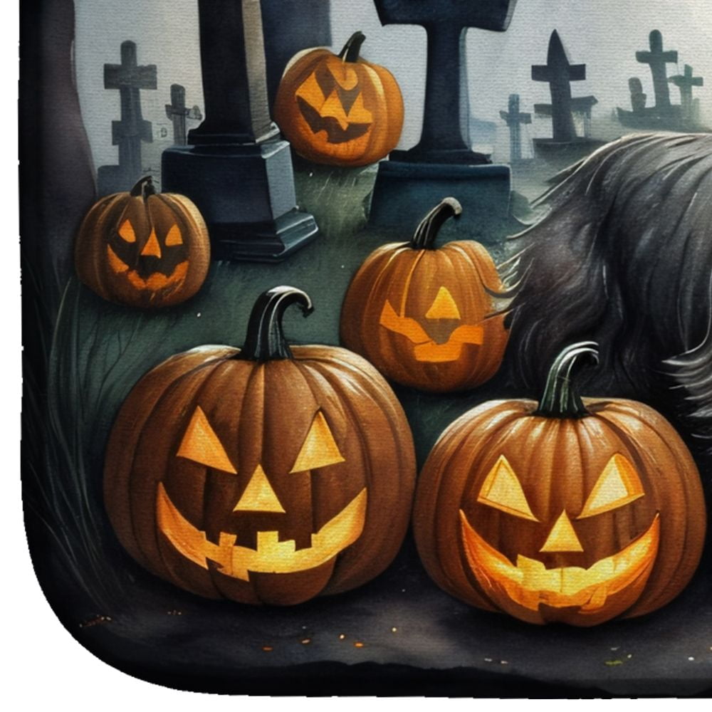 Cairn Terrier Spooky Halloween Dish Drying Mat Absorbent Dish Drying Mat Pad for Kitchen Counter Dish Drainer Mat for Countertop, 14 x 21", Multicolor