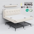 thumbnail image 2 of EnHomee Cloud Upholstered Bed Frame King Size Boucle Platform Bed Frame with Button Design Headboard & Round Corner,Beige, 2 of 9
