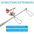 thumbnail image 4 of Unique Bargains 8.2ft Telescopic Handheld Flagpoles Tour Guide Flag Pole with Clips for Teaching, Orange, 1 Pack, 4 of 7