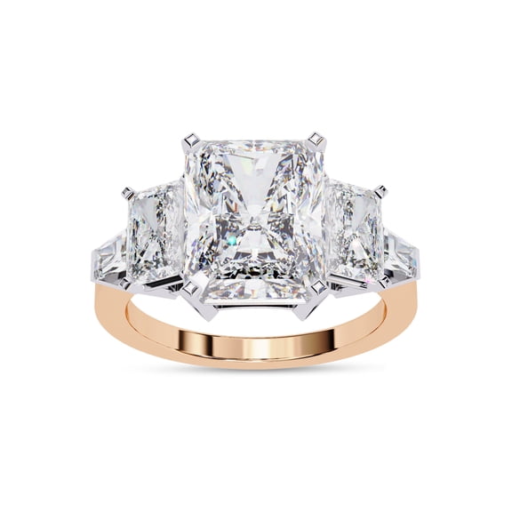 IGI Certified Lab Grown Diamond Engagement Ring | Center 10.5x8.5mm Radiant 5-Stone Anniversary Wedding Rings For Women 18K Solid Rose Gold | F-G, VS-SI Quality (6.60 Ctw) Size-8.5