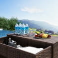 thumbnail image 6 of Outsunny Outdoor Storage Cabinet, Hot Tub Accessory Storage, Waterproof PE Rattan Cabinet with Drawer for Indoor, Outdoor Swimming Pool, Brown, 6 of 9
