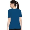 thumbnail image 3 of eloria Women's T-Shirt Round Neck Solid Color Plain Half Sleeve T-Shirt Color: Navy Blue | Size: 2XL, 3 of 7