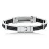 Men's Stainless Steel and Rubber Bracelet with 18kt Gold