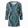thumbnail image 5 of Towmus Womens Blouses Boho Floral Printed 3/4 Sleeve Shirts Business Work Shirt Dressy Casual Loose Tops, 5 of 5
