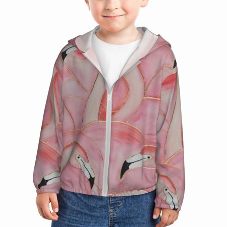 

Vsdgher Flamingos Kids Sun Protection Hoodie with Zip Rash Guard Tops Children s Long Sleeve Sun Protection Clothing - 4 Years