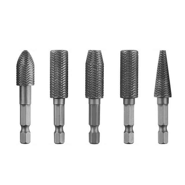 5PCS Rotary Burr Rasp File Set,Carbide Burr with Rotary Tool,Electric Grinder Attachment Deburring Tool,Rotary File Tools for Wood & Rubber Deburring,Shaping and Grooving