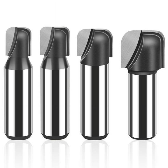4pcs Bowl & Tray Router Bit Round Nose Groove Wood Cutter Woodworking Tools Carving Cutting Tool 1/2 Handle