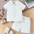 thumbnail image 2 of mgoYE Baby Boy Clothes 12-18 Months Boy's 2 Piece Summer Vacation Outfits Short Sleeve Collar Button Shirt and Shorts Clothing Set(White,18-24 Months), 2 of 5
