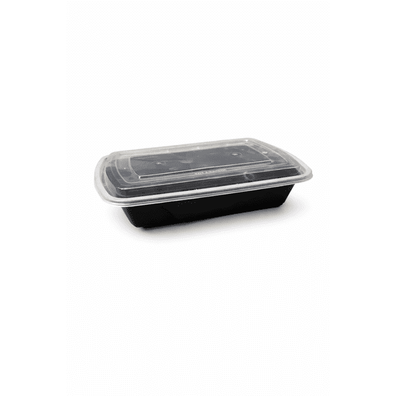 32 oz Black Rectangular Containers with Lids, full case of 150 sets