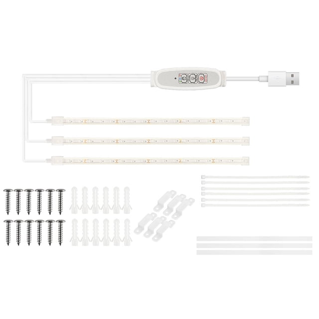 Graflsoa Smart LED Plant Grow Light with Red & Blue Spectrum, 24H Timer, 4 Brightness Levels, USB Powered, 30cm Length, Easy Installation with Adhesive/Screws/Ties.