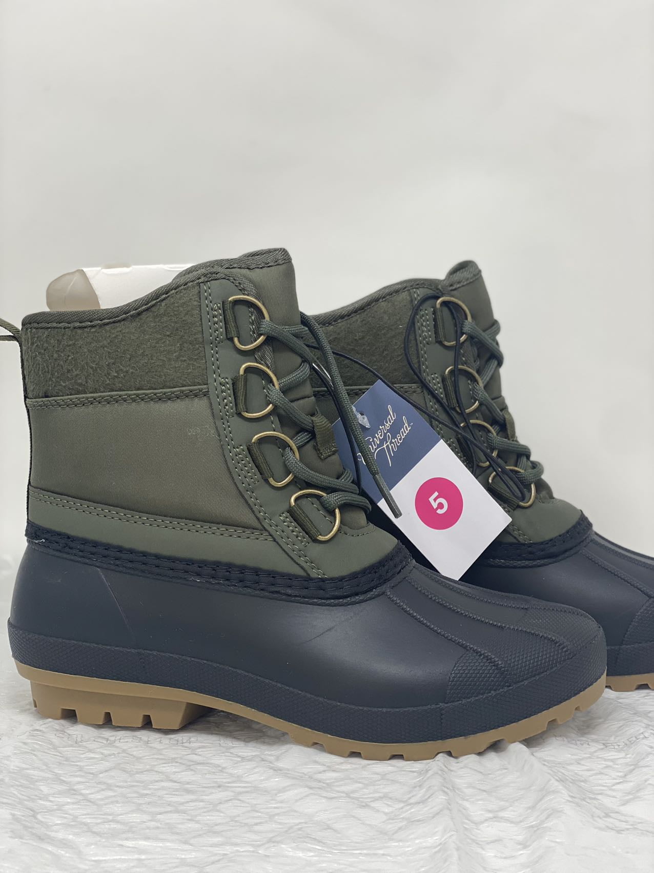 Universal Thread Women's Tiffy Duck Winter Rain Boots Black & Olive