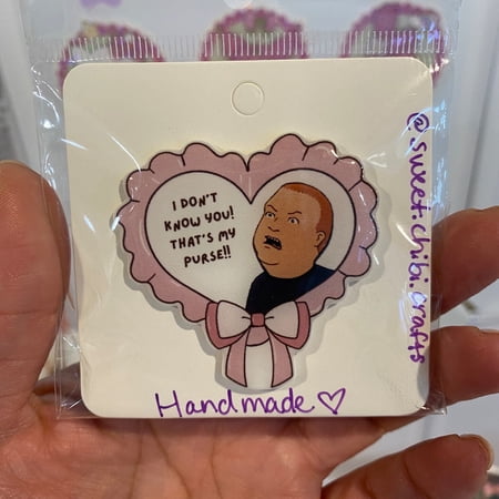 Thatâ€™s My Purse Heart-shaped Pin or Badge Reel, Handmade