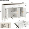 thumbnail image 2 of 48 Inches Buffet Cabinet with Storage, Farmhouse Sideboard Buffet w/2 Drawers and 3 Doors, Wood Coffee Bar Cabinet with Adjustable Shelves, Sideboard Storage for Kitchen, Living Room, Off White, 2 of 14