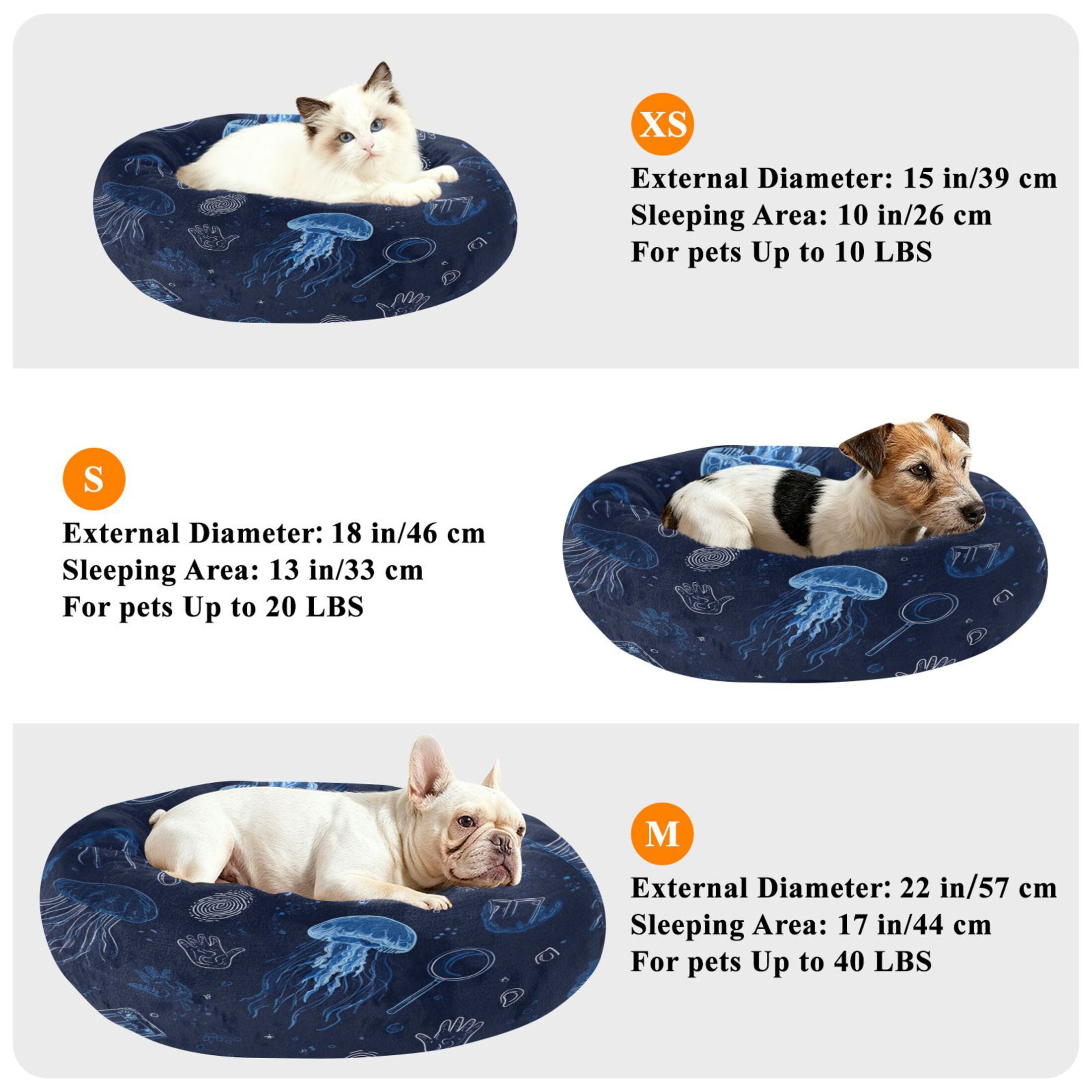 Iauyy Pet Couch Donut Cat Bed for Indoor Cats/Small Dogs Washable & Machine with Non-slip Bottom Calming Cat Furniture, Upward Jellyfish (M)