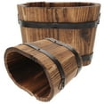 thumbnail image 2 of Zcyifa 2 Wooden Bucket Planters Rustic Flower Pots Garden Backyard Container, 2 of 10
