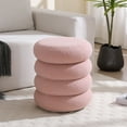 thumbnail image 2 of Zesthouse 16" Wide Boucle Round Pouf Ottoman with Storage, Sherpa Fabric Vanity Stool, Modern Upholstered Footrest Stool for Makeup Room Living Room Bedroom, Pink, 2 of 9