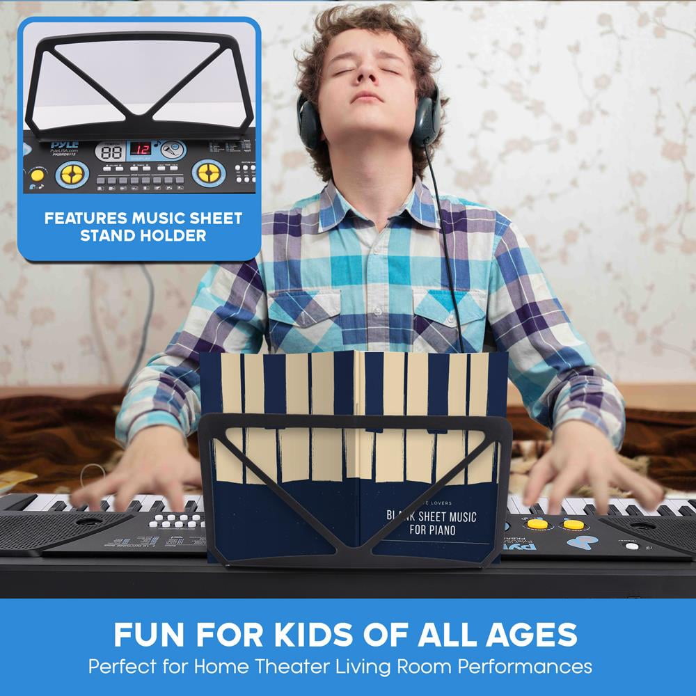 Digital Musical Karaoke Keyboard - Portable Electronic Piano Keyboard with Built-in Rechargeable Battery & Wired Microphone (61 Keys)